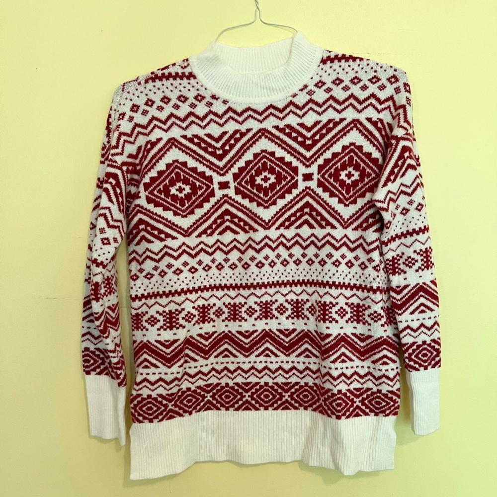 Ann Taylor Loft Nordic Christmas red and white sweater size XS